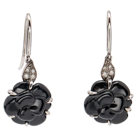 chanel camelia onyx ring|chanel camellia hoop earrings.